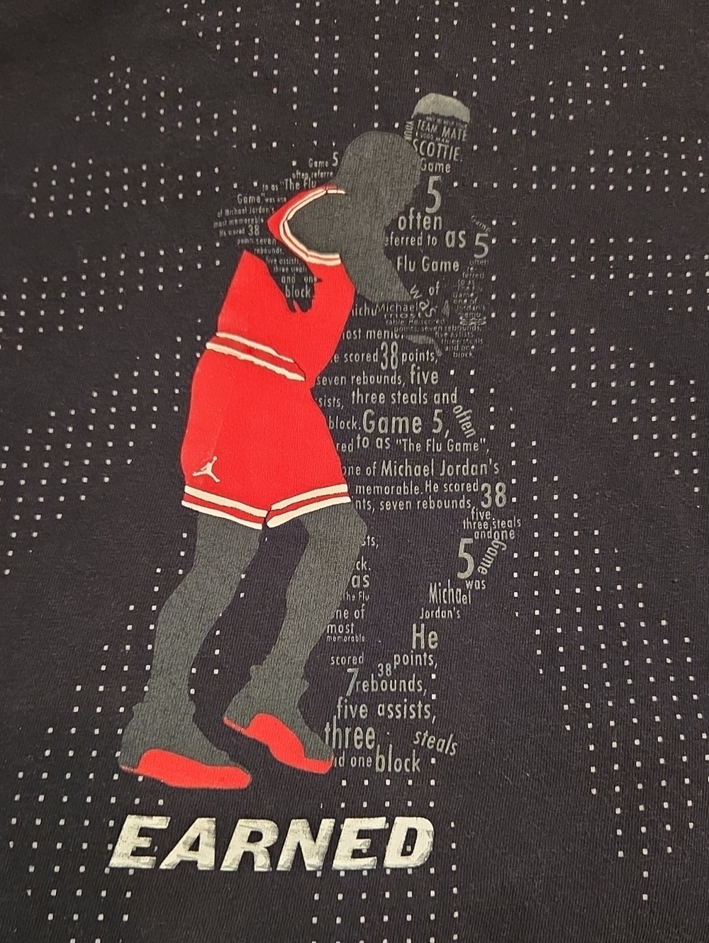 Air Jordan Michael Jordan Flu Game EARNED Black T Shirt Men’s XXXL - Picture 3 of 6